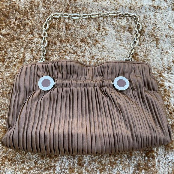 BVLGARI Women Handbag Clutch Brown Bag Gold Tone Hardware Made in Italy - Picture 10 of 12